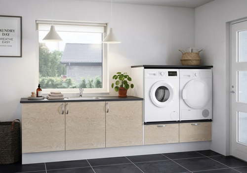 Vaskerom i lys tonet eik - korpus med skuff, Servant, Gavl, Sokkelsett - Vaskerom 25