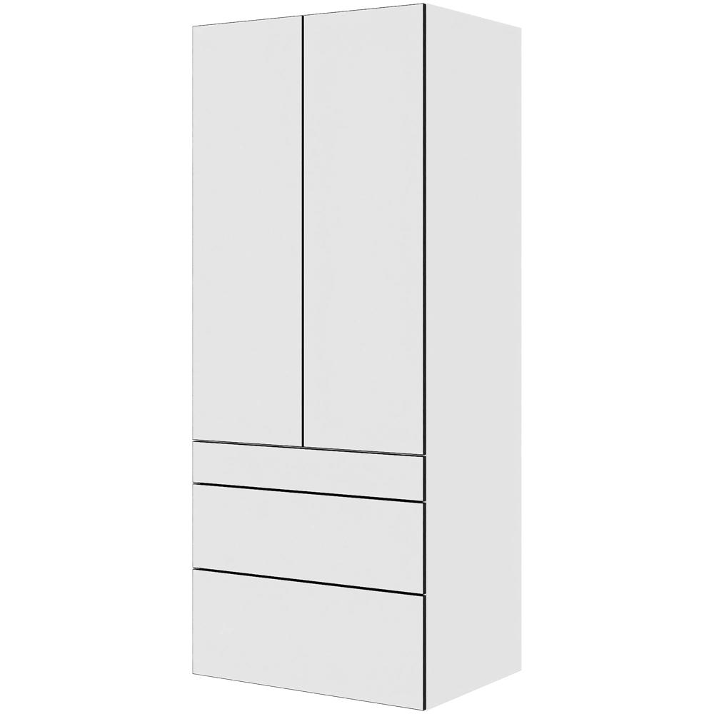 Kjøkkengarderobe i Hvit/Sort linje H: 195,2 cm D: 60,0 cm - 1 dörfront og 3 skuffer full uttrekk/soft close - Bredde: 80 cm