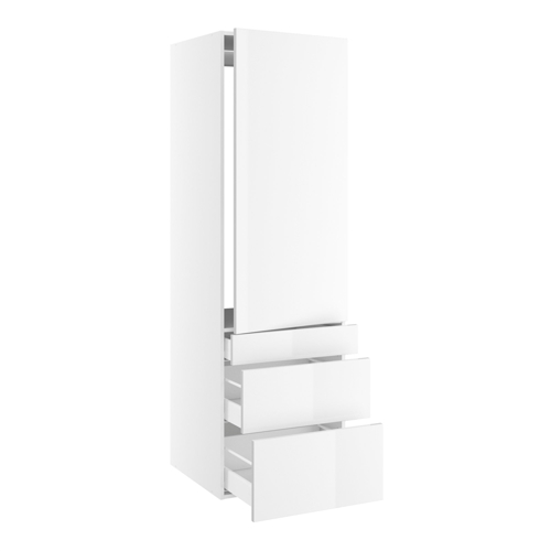Skap for montering av kjøleskap med skyvebraketter - Chicago White High Gloss