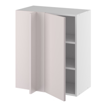 Hjørneindstiksoverskab, 296mm låge, blændplade 340mm, 2 hylder (min. 640mm fra væg). H:704 B:600 D:320