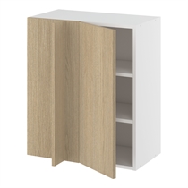 Hjørneindstiksoverskab, 296mm låge, blændplade 340mm, 2 hylder (min. 640mm fra væg). H:704 B:600 D:320