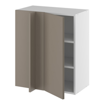 Hjørneindstiksoverskab, 296mm låge, blændplade 340mm, 2 hylder (min. 640mm fra væg). H:704 B:600 D:320