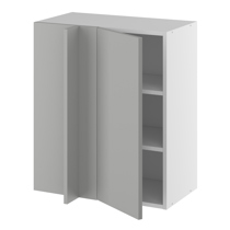 Hjørneindstiksoverskab, 296mm låge, blændplade 340mm, 2 hylder (min. 640mm fra væg). H:704 B:600 D:320