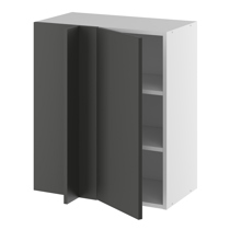 Hjørneindstiksoverskab, 296mm låge, blændplade 340mm, 2 hylder (min. 640mm fra væg). H:704 B:600 D:320