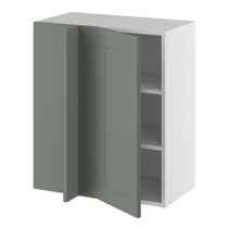Hjørneindstiksoverskab, 296mm låge, blændplade 340mm, 2 hylder (min. 640mm fra væg). H:704 B:600 D:320