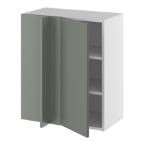 Hjørneindstiksoverskab, 296mm låge, blændplade 340mm, 2 hylder (min. 640mm fra væg). H:704 B:600 D:320